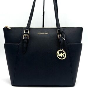 Michael Kors Large Charlotte TZ Tote Bag Black/Gold